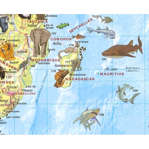 Dětská nástěnná mapa Svět zvířat

