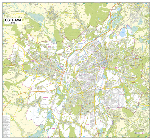 Nástěnná mapa Ostrava velká