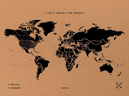 Korková mapa světa XL černá