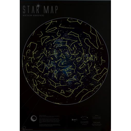 Nástěnná mapa hvězd svítící ve tmě