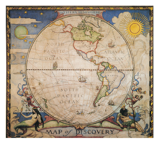 Mapa objevů – západní polokoule světa