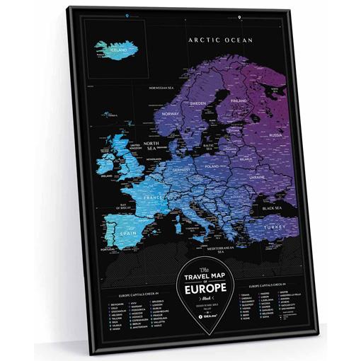 Stírací mapa Evropy Travel Map Black Europe