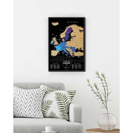 Stírací mapa Evropy Travel Map Black Europe