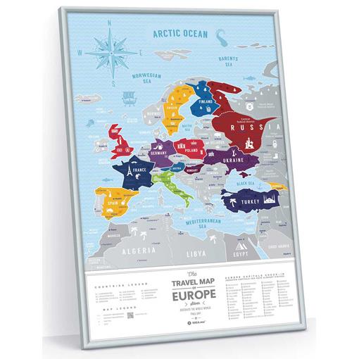 Stírací mapa Evropy Travel Map Silver Europe