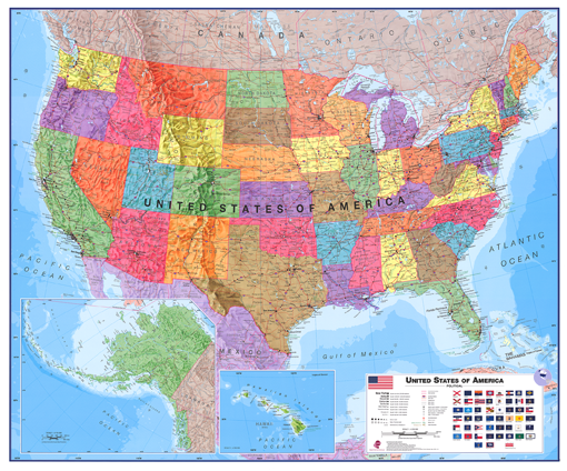 Politická nástěnná mapa USA

