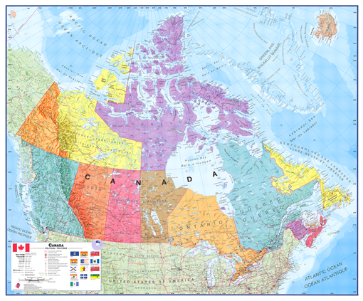 Politická nástěnná mapa Kanady

