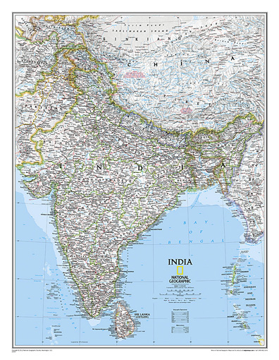 Nástěnná mapa Indie 





