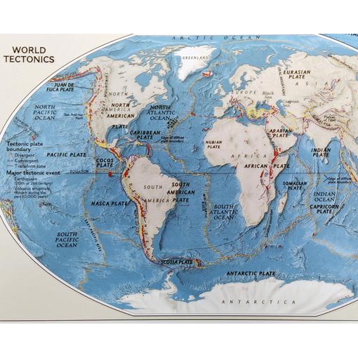 Fyzická nástěnná mapa světa Ocean floor