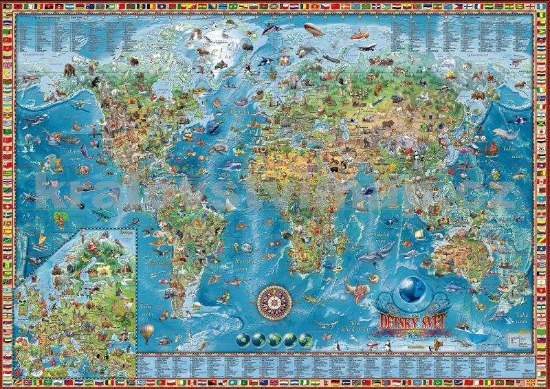 Dětská nástěnná mapa světa EX