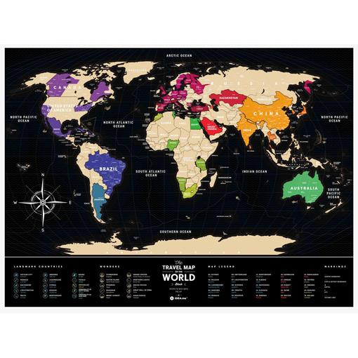 Stírací mapa světa Travel Map Black World