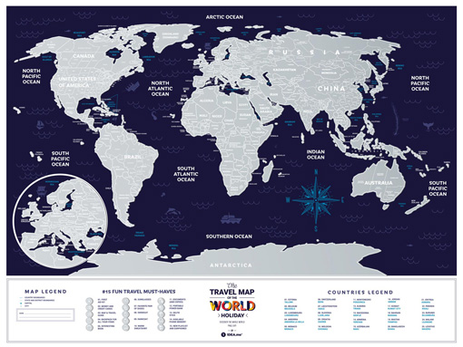 Stírací mapa světa Travel Map Holiday World