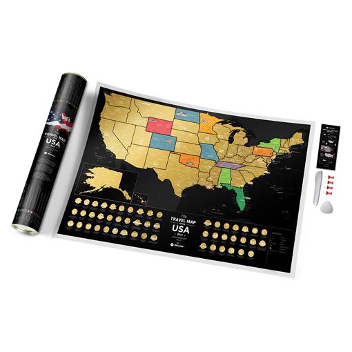 Stírací mapa USA Travel Map Black