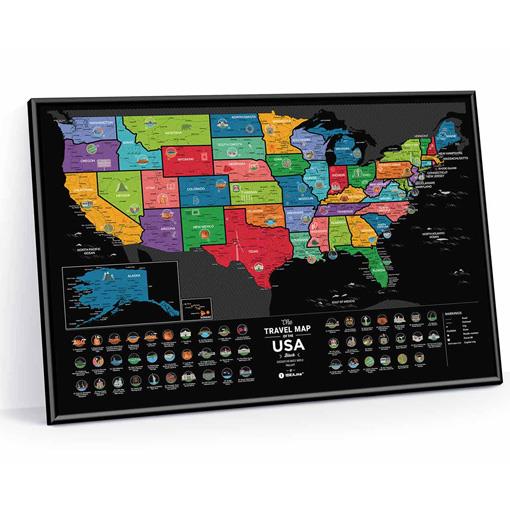 Stírací mapa USA Travel Map Black