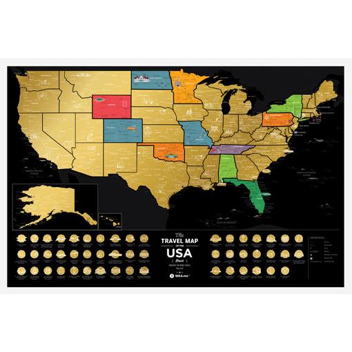 Stírací mapa USA Travel Map Black