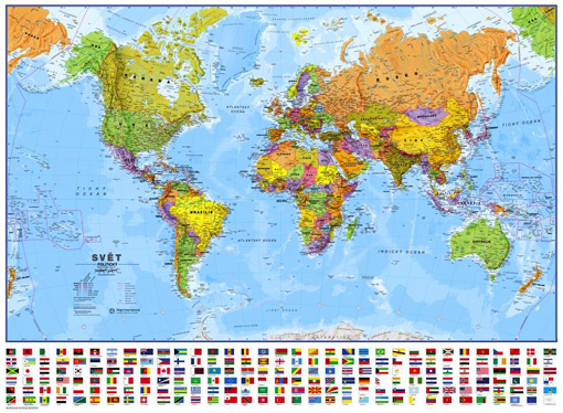 Politická nástěnná mapa světa v češtině CE30