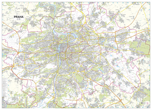 Nástěnná mapa Praha velká