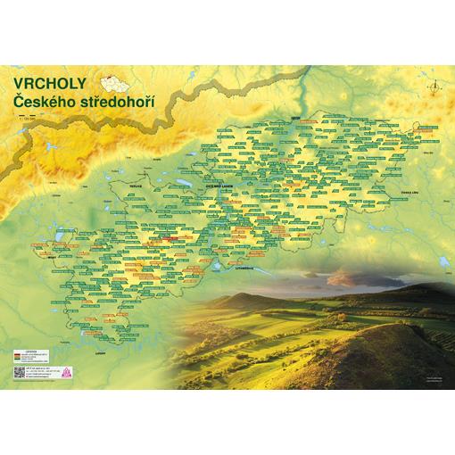 Stírací nástěnná mapa vrcholů Českého středohoří