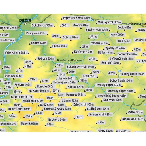 Stírací nástěnná mapa vrcholů Českého středohoří