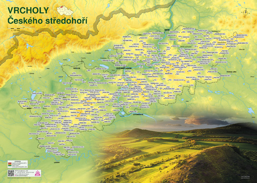 Stírací nástěnná mapa vrcholů Českého středohoří