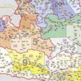 Spediční nástěnná mapa PSČ Rakouska
