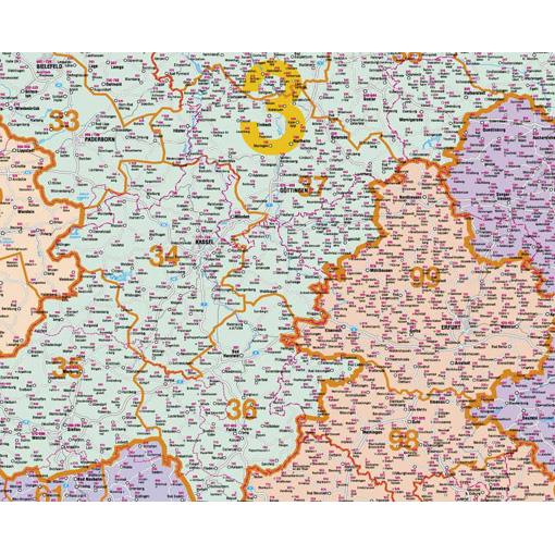 Spediční nástěnná mapa PSČ Německa 