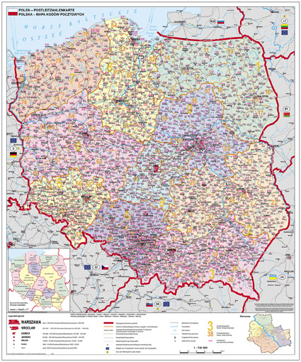 Spediční nástěnná mapa PSČ Polska