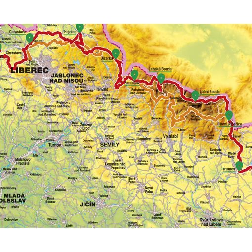 Zeměpisná mapa ČR Via Czechia – dvě stezky