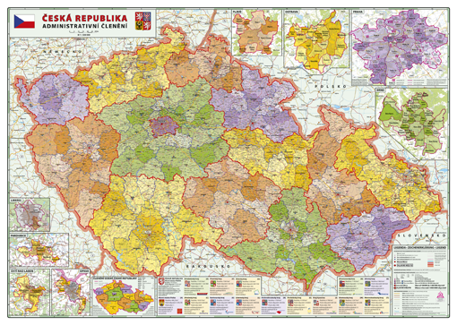 Administrativní nástěnná mapa krajů ČR PF320