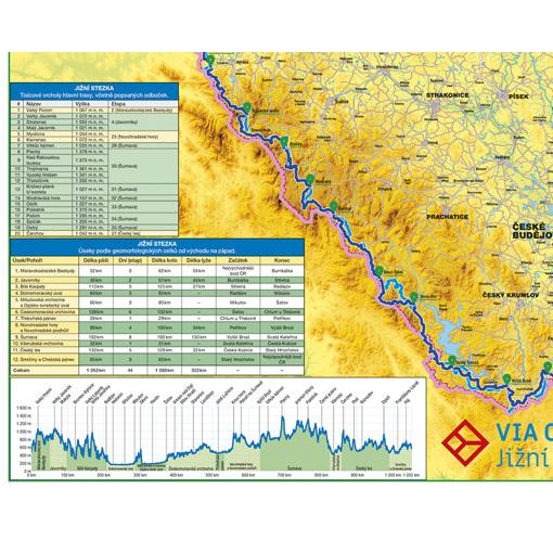 Zeměpisná mapa ČR Via Czechia – dvě stezky