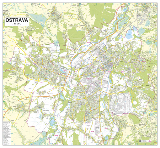 Nástěnná mapa Ostrava