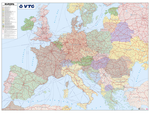 Železniční nástěnná mapa Evropy PF2690