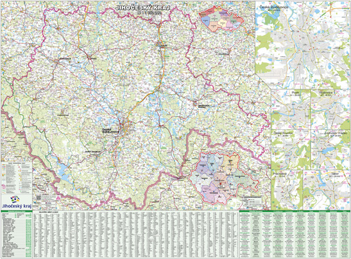 Nástěnná mapa Jihočeský kraj PF150