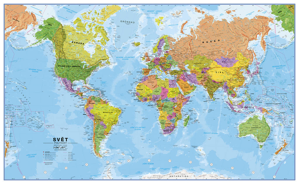 Politická nástěnná mapa světa v ČJ