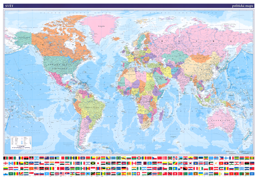 Politická nástěnná mapa světa v čestině EX22