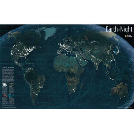 Satelitní nástěnná mapa Země v noci 
