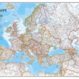 Politická nástěnná mapa Evropy modrá NG5420