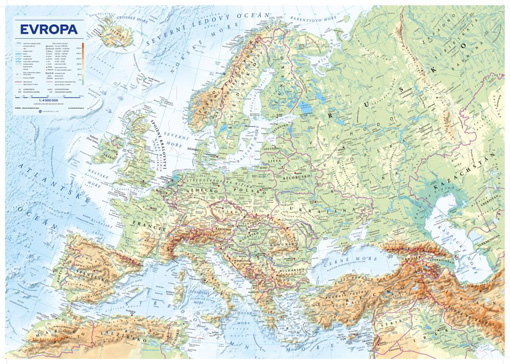 Zeměpisná nástěnná mapa Evropy v češtině EX4500