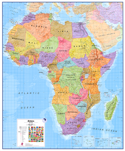 Politická nástěnná mapa Afriky CE

