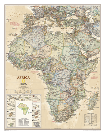 Politická nástěnná mapa Afriky NG 

