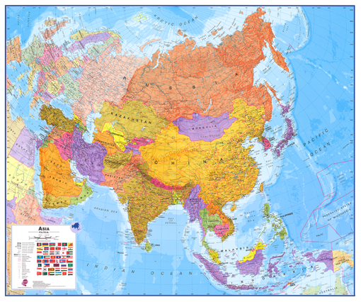 Politická nástěnná mapa Asie CE


