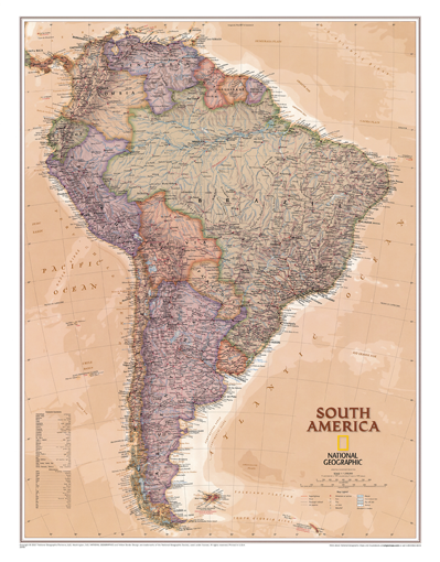 Politická nástěnná mapa Jižní Ameriky NG 


