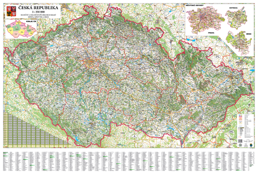 Silniční nástěnná mapa ČR EX350
