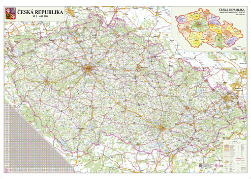 Silniční nástěnná mapa ČR PF440 – 2. jakost