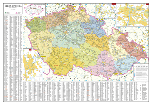 Železniční nástěnná mapa ČR