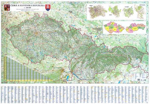 Silniční nástěnná mapa ČR a SR EX400