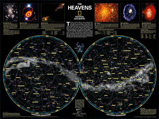 Nástěnná mapa hvězdné oblohy The Heavens 
