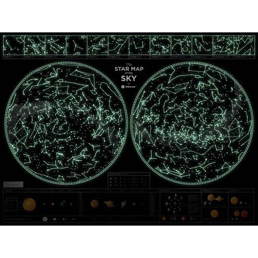 Mapa noční hvězdné oblohy svítící v noci TM