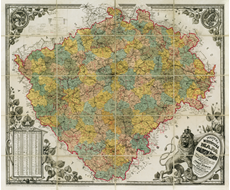 Historická nástěnná mapa Království české r. 1883 