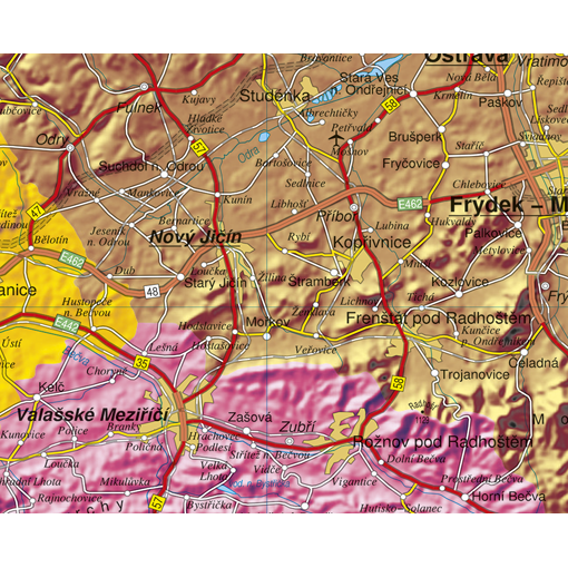 Reliéfní nástěnná mapa ČR – 2. jakost