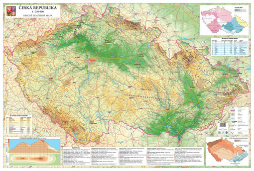 Zeměpisná nástěnná mapa ČR EX250 - 2. jakost